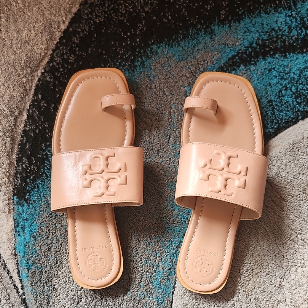 Tory Burch Beige Slide Sandals